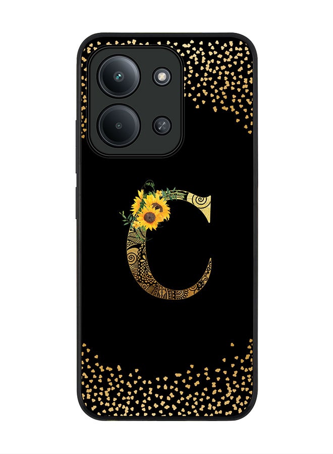 Stylizedd For Xiaomi Poco C85 4G Case,Slim fit Camera Protection, Shockproof Thin Phone cover  - Custom Floral Monogram - C ( Black ) - Image 1